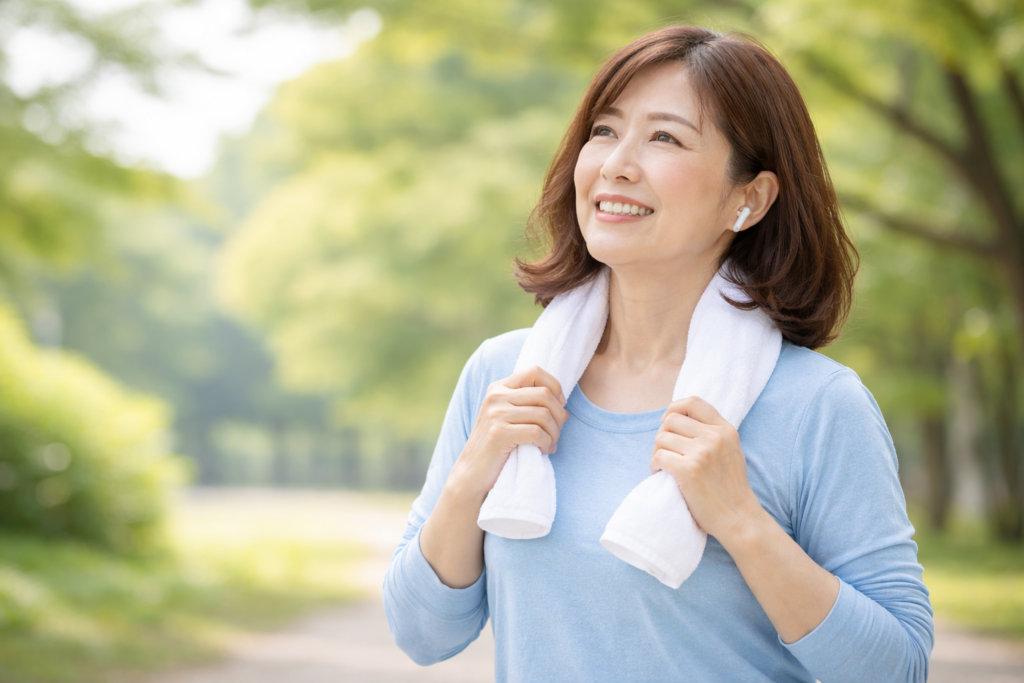 運動でリフレッシュした女性