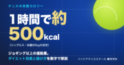 テニスの消費カロリーは1時間で約500kcal（シングルス・体重60kgの目安）